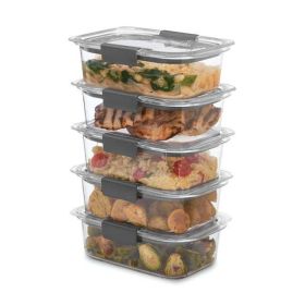 Brilliance Food Storage Containers, 3.2 Cup 5 Pack, Leak-Proof,, Clear Tritan Plastic