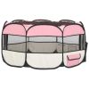 Foldable Dog Playpen with Carrying Bag Pink 57.1"x57.1"x24"