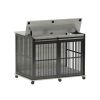 Furniture dog crate sliding iron door dog crate with mat. (Grey,43.7''W x 30''D x 33.7''H)