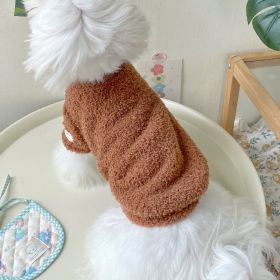 Double-sided Cloud Velvet Thickened Pet Puppy Cat Clothes (Option: Brown-S)