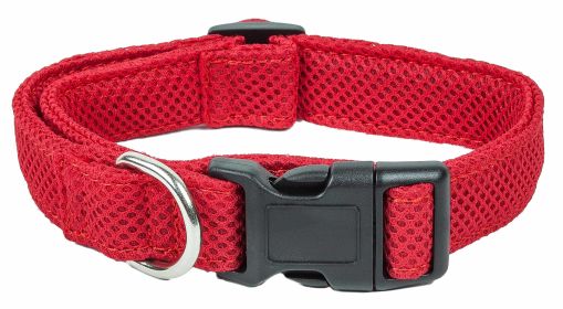 Pet Life 'Aero Mesh' 360 Degree Dual Sided Comfortable And Breathable Adjustable Mesh Dog Collar (Color: Red, size: medium)