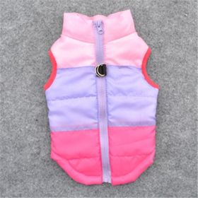 New Dog Clothes Winter Thickened Dog Cotton-padded Jacket Waistcoat Vest Down Silk Cotton Traction Buckle (Option: Rose Red-XS)